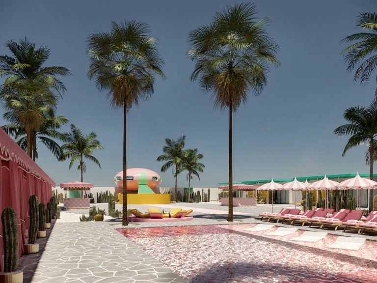 pink pool at Los Felices Ibiza